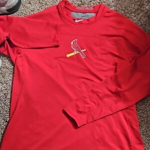 Nike Kids Red Long-Sleeve Performance Sweatshirt with Cardinal Logo